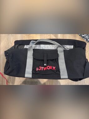 Hotworx Gym Bag Black Canvas Shoulder Strap Duffel Bag Holds Mat, Towel, Bands